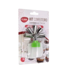 Kit Confeiteiro Com 7 Peças Inox PVC Para Confeitar e Decorar Bolo e Cupcake