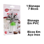 Kit Confeiteiro Com 7 Peças Inox PVC Para Confeitar e Decorar Bolo e Cupcake