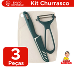 kit Churrasco Com 3 Peças Utensílios Para Cozinha Plástico E Aço Inox