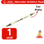 Marcador Artístico Dual Brush Evoke Caneta Marcadora Ponta Dupla Preta