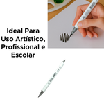 Marcador Artístico Dual Brush Evoke Caneta Marcadora Ponta Dupla Preta