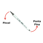 Marcador Artístico Dual Brush Evoke Caneta Marcadora Ponta Dupla Preta