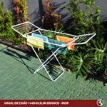 Varal De Chão Abas Slim Dobrável Retrátil Aço Reforçado