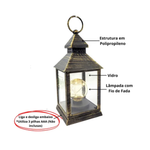 Lanterna Decorativa Luminária Com Lâmpada Redonda Dourada Vintage Retro Antigo