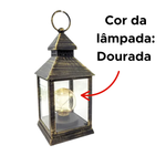 Lanterna Decorativa Luminária Com Lâmpada Redonda Dourada Vintage Retro Antigo