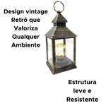 Lanterna Decorativa Luminária Com Lâmpada Redonda Dourada Vintage Retro Antigo