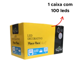 Led Decorativo De Natal 100 Leds 0,8m Pisca-Pisca 8 Funções Decoração De Natal Fio Transparente 127v