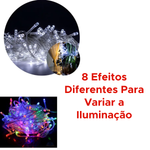 Lâmpadas Decorativos De Natal Coloridas/Brancas 100 Micro-Lâmpadas 4,15m Pisca-Pisca 8 Funções Decoração De Natal