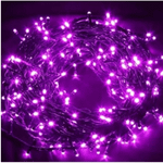 Pisca Pisca Led Roxo Para Decoração De Natal 9 Metros 127v 100 Lampadas De Fio Transparente
