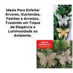 Enfeite De Natal Borboletas Vazadas Glitter 2 Unidades Para Árvore E Guirlanda Brilhante