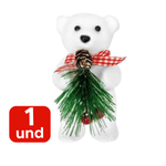 Enfeite Urso Polar Natalino Grande 11cm Branco Decoração De Natal Guirlanda