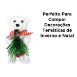 Enfeite Urso Polar Natalino Grande 11cm Branco Decoração De Natal Guirlanda