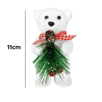 Enfeite Urso Polar Natalino Grande 11cm Branco Decoração De Natal Guirlanda