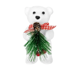 Enfeite Urso Polar Natalino Grande 11cm Branco Decoração De Natal Guirlanda