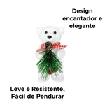 Enfeite Urso Polar Natalino Grande 11cm Branco Decoração De Natal Guirlanda