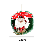 Guirlanda Natalina Festão Porta Natal Verde Nevada Decorada Enfeite Feliz Natal