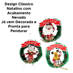 Guirlanda Natalina Festão Porta Natal Verde Nevada Decorada Enfeite Feliz Natal