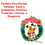 Guirlanda Natalina Festão Porta Natal Verde Nevada Decorada Enfeite Feliz Natal