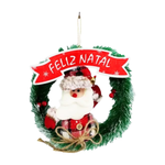 Guirlanda Natalina Festão Porta Natal Verde Nevada Decorada Enfeite Feliz Natal