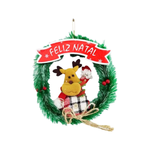 Guirlanda Natalina Festão Porta Natal Verde Nevada Decorada Enfeite Feliz Natal