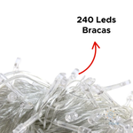 Cascata 240 Leds Decorativos 4,3 Metros Decoração De Natal Pisca-Pisca Branco Com 8 Funções
