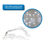 Cascata 240 Leds Decorativos 4,3 Metros Decoração De Natal Pisca-Pisca Branco Com 8 Funções