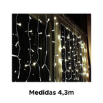 Cascata 240 Leds Decorativos 4,3 Metros Decoração De Natal Pisca-Pisca Branco Com 8 Funções