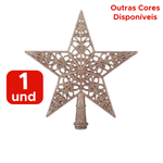 Estrela Ponteira Com Glitter Enfeite Natalino Árvore De Natal 20cm