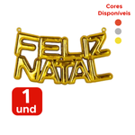 Placa Metalizada Enfeite Feliz Natal Decoração Para Casa Escritorio Loja Porta Natal 25cm x 10cm