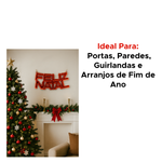 Placa Metalizada Enfeite Feliz Natal Decoração Para Casa Escritorio Loja Porta Natal 25cm x 10cm