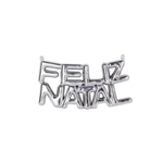 Placa Metalizada Enfeite Feliz Natal Decoração Para Casa Escritorio Loja Porta Natal 25cm x 10cm