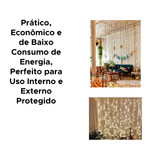 Pisca Pisca Cascata 100 Led 8 Funções Com Fio Trasnparente Luz Branco 2,3 Metros