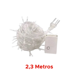 Pisca Pisca Cascata 100 Led 8 Funções Com Fio Trasnparente Luz Branco 2,3 Metros