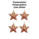 Kit 4 Enfeites de Natal Estrela Árvore Pendente Glitter Decoração