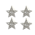 Kit 4 Enfeites de Natal Estrela Árvore Pendente Glitter Decoração