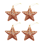 Kit 4 Enfeites de Natal Estrela Árvore Pendente Glitter Decoração