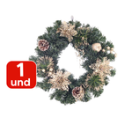 Guirlanda Decorativa De Natal 40cm Com Enfeites Brilhosos Para Decoração Porta Parede