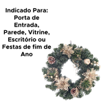 Guirlanda Decorativa De Natal 40cm Com Enfeites Brilhosos Para Decoração Porta Parede