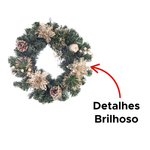 Guirlanda Decorativa De Natal 40cm Com Enfeites Brilhosos Para Decoração Porta Parede