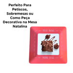 Prato Quadrado Raso Feliz Natal Decorativo Para Natal Para Servir E Decorar
