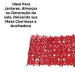 Caminho Mesa Natalino Flocos De Neve Decoração De natal 119cm x 30cm Vermelho