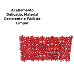 Caminho Mesa Natalino Flocos De Neve Decoração De natal 119cm x 30cm Vermelho