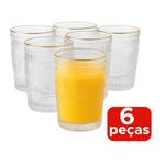 Conjunto Com 6 Copos De Vidro Mondoro 300ml Para Água Suco