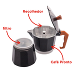 Cafeteira Expressa Italiana 450ml Black Inox Para Café Chá