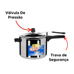 Panela De Pressão Clássica Polida 4,5l Em Alumínio