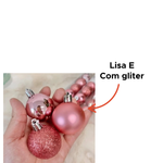 Kit 9 Bolinhas De Natal 6cm Enfeite Bolas Com Glite Para Árvore De Natal