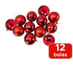 Kit 12 Bolas De Natal Mista Tubo Enfeite De Natal Bolas Natalino Tubo Bolinhas Vermelha