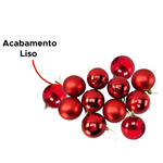 Kit 12 Bolas De Natal Mista Tubo Enfeite De Natal Bolas Natalino Tubo Bolinhas Vermelha