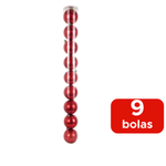 Kit 9 Bolinhas De Natal Lisa Mista No Tubo 6cm Enfeite Bolas Para Árvore De Natal Vermelho
