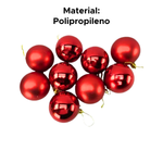 Kit 9 Bolinhas De Natal Lisa Mista No Tubo 6cm Enfeite Bolas Para Árvore De Natal Vermelho